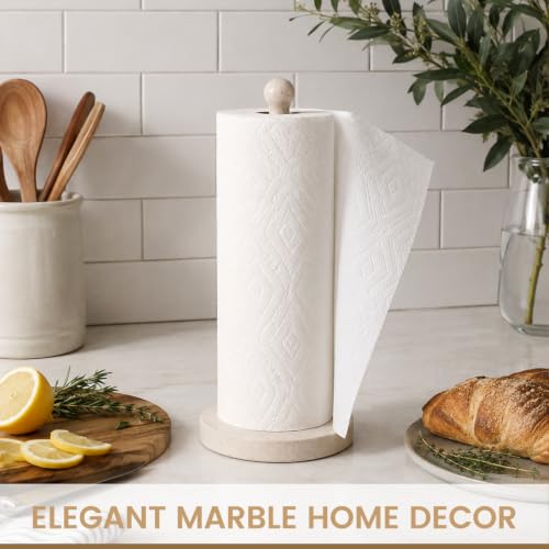 Beige Marble Paper Towel Holder Countertop (Moleanos Beige)