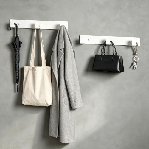 Stainless Steel Wall Coat Rack (White / 3 "L" Hooks, 1PACK)