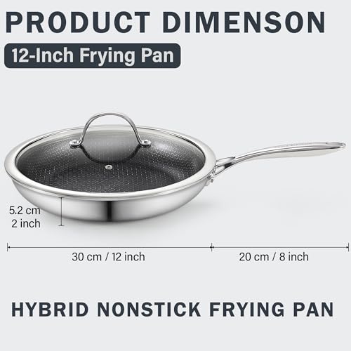Stainless Steel Hybrid Nonstick 12 (12-Inch with Lid)