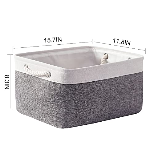 Storage Basket for Organizing (White&Grey / 3PCS/Large - 15.7Lx11.8Wx8.3H)