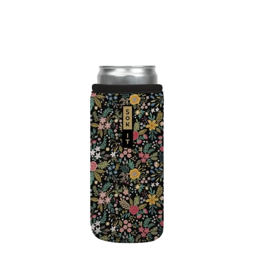 CanSok Sleeve for Beer & Soda Insulated Neoprene Cover (English Garden Picnic / 12oz Slim Can Sleeve)
