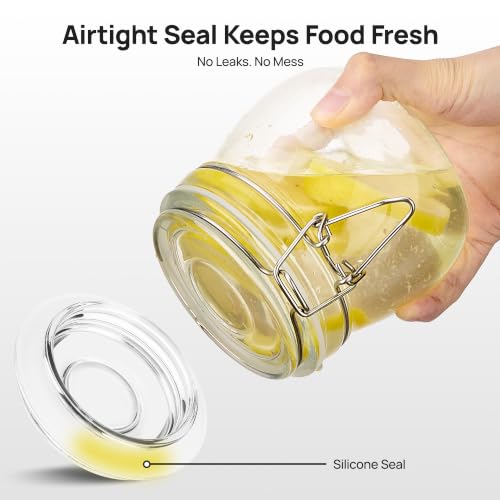 16oz Glass Food Storage Jars with Airtight Clamp Lids