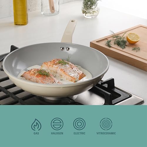 Barnsdall Large 12 Inch Aluminum Fry Pan Cookware Non (12 Inches / Linen)