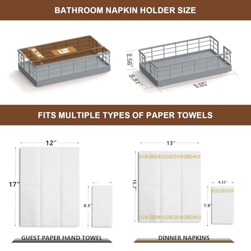 Guest Towel Holder Tray for Bathroom (Gray / 9.06 x 5.51 x 2.56 inches)