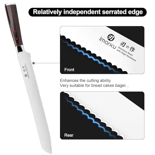 Bread Knife 10 In German Professional Homemade Bread Slicing Knife (Dark Brown)
