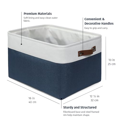 16x12.5in Storage Baskets (Navy Blue / Off-White / Extra Large - 3pc)