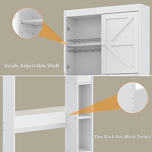 Over The Toilet Storage Cabinet with Barn Doors (White / Barn Doors Over Toilet Cabinet)
