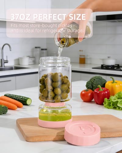 Pickle Jar with Strainer Flip (06-Pink / 37oz 1pc)
