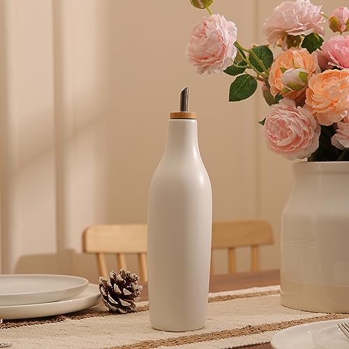 Ceramic Olive Oil Dispenser for Kitchen (White)