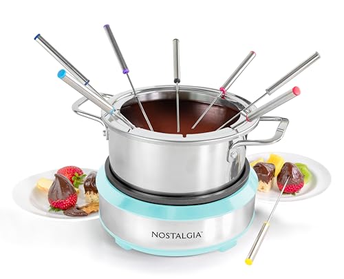 8 Cup Electric Fondue Pot Set for Cheese & Chocolate (Aqua / 8 Cup)
