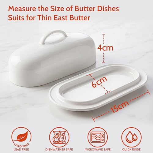 Ceramic Butter Dish with Lid (White)