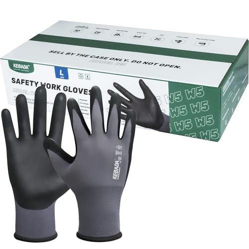 W5 Foam Nitrile Coated Work Gloves for Men Women (W5 Grey (60 Pairs) / X-Large)