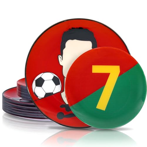 20 Pcs Red Plastic Soccer Plates (20 Pieces / Red)