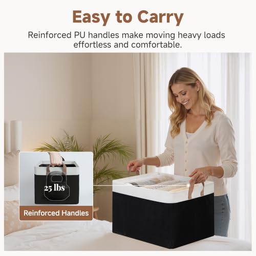 Fabric Storage Bins (Black and White / 19" L x 13 ¼" W x 11" H)