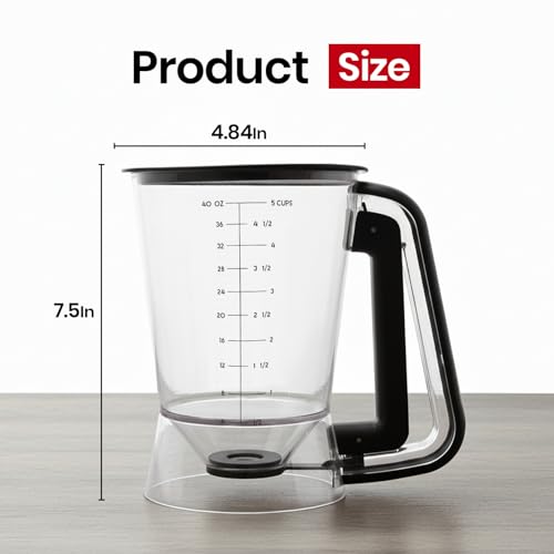 Pancake Batter Dispenser with 5 (Black / 5 Cup Capacity)