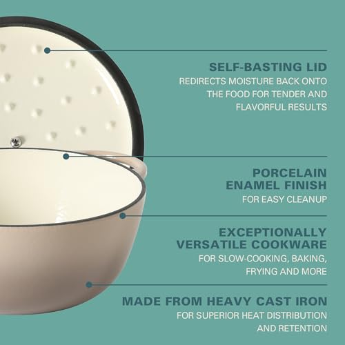 Addlestone 2.65 Qt Enameled Cast Iron Dutch Oven Pot with Lid (2.65-Quart / Gradient Taupe)