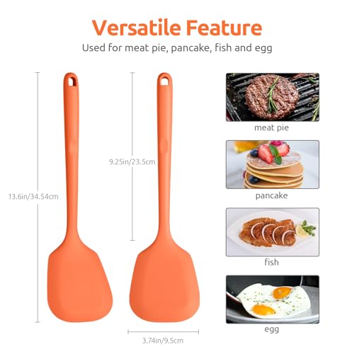 Silicone Turner Cooking Spatula (Orange / 13.6 in)