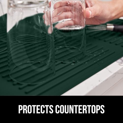 Patented BPA Free Silicone Dish Drying Mat (13" x 11" / Silicone / Hunter Green)