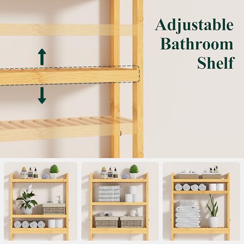 Bamboo Over The Toilet Storage Cabinet (Natural / 3 Tiers (66.9"H))