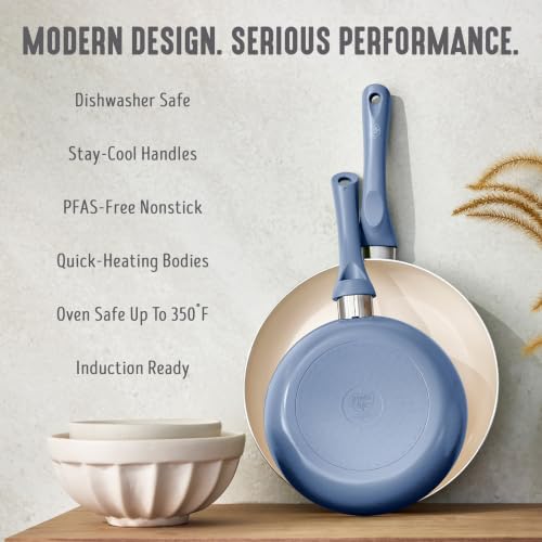 2 Piece 8" & 10" (8" and 10" Frying Pan Skillet Set / Slate Blue)