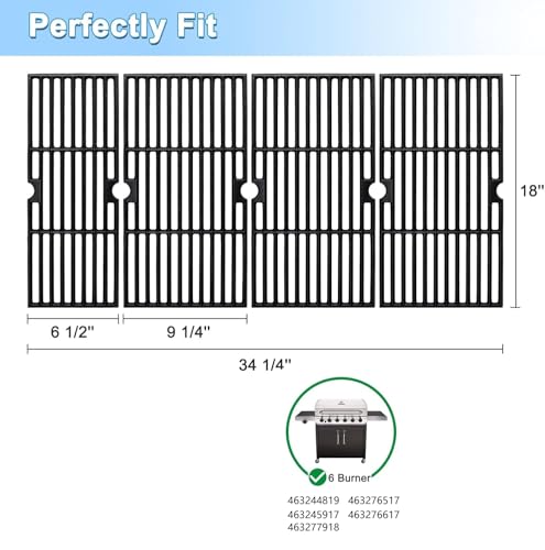 18 Inch Grill Grates for Charbroil Performance 6 Burner 463244819 (18'' x 34 1/4'' for 4 Pcs)