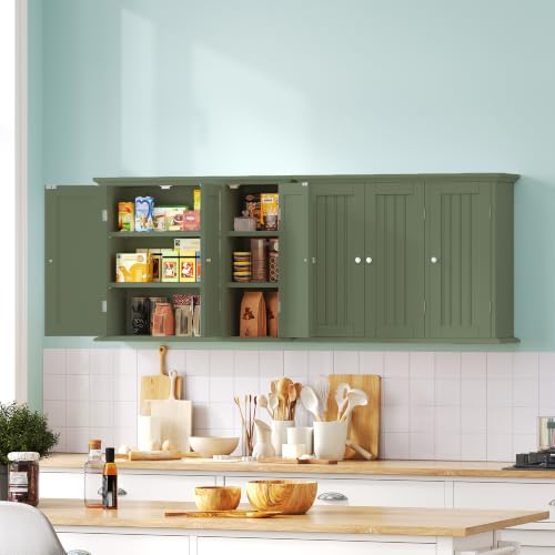 Laundry Cabinet with 3 Doors and Adjustable Shelves (Green / 9.06"D x 31.1"W x 23.4"H)