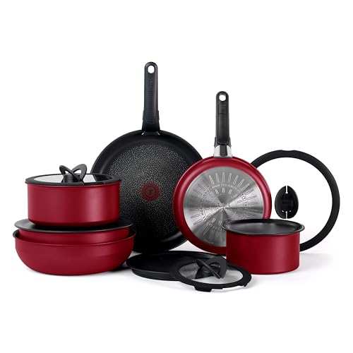 Ingenio Expertise Non Stick Cookware Set 14 Piece (Red / 14-Piece induction)