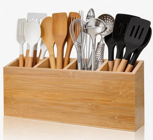 Wingsife Utensils Holder with 4 Compartments