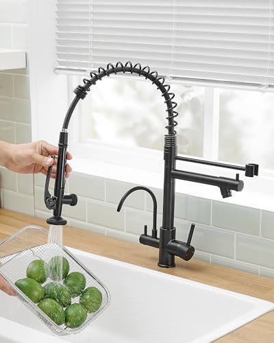 3 in 1 Kitchen Sink Faucet with Drinking Water Faucet Matte Black (Matte Black)