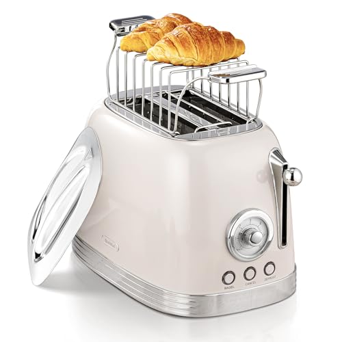 Cream Retro 2‑Slice Bread Toaster