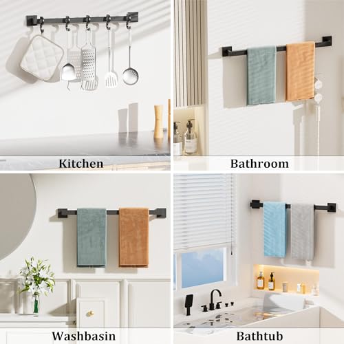 28 Inch Towel Bar for Bathroom Wall Mounted (Single 28 Inch(Assemble) / Matte Black)