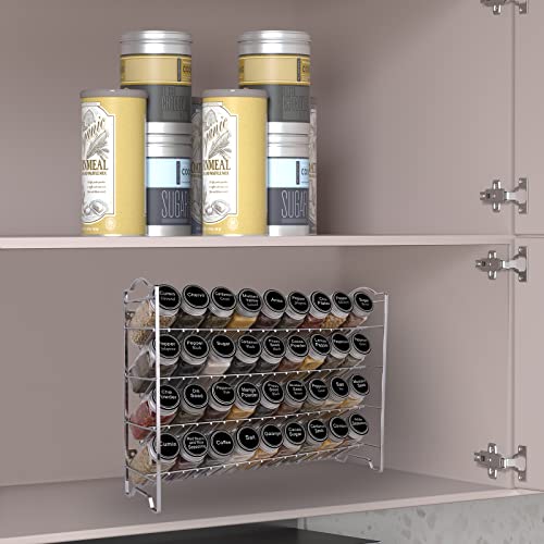Spice Rack Organizer with 36 Spice Jars 4 oz and 396 Spice Labels (36 Count)