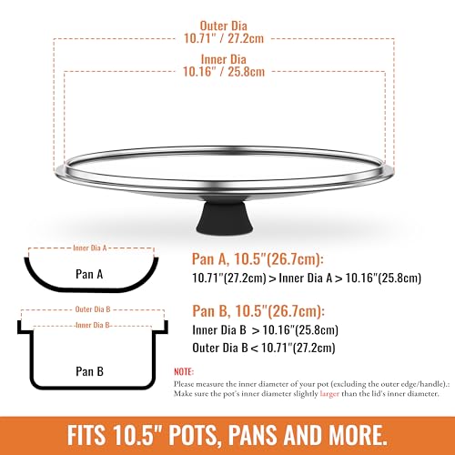 Tempered Glass Lids for Pots and Pans (Wide Rim / 10.5 Inch)
