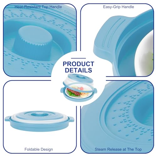 10.7 Inch Microwave Food Cover with Heat Insulation Mat (Blue)