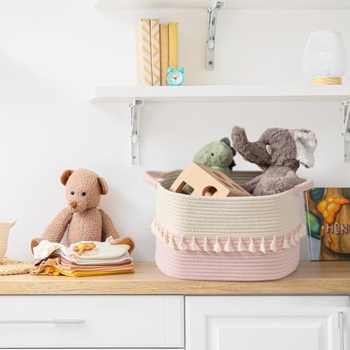 Storage Baskets 3 Packs (White & Pink / 3 Pack)
