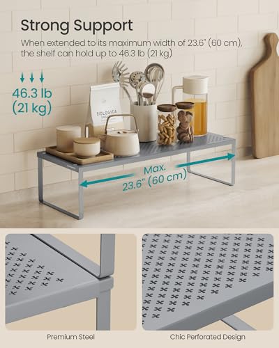 Spice Rack Expandable Kitchen Countertop Shelf (Silver / Set of 2)