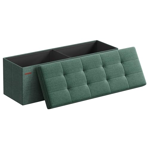 43.3 Inches Folding Storage Ottoman Bench (Retro Green / 15"D x 43"W x 15"H (without Flipping Lid))