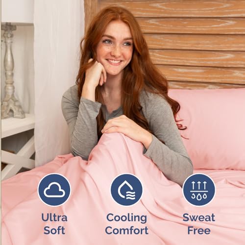 Short Queen Size 4 Piece Bed Sheet Set (31 - Baby Pink / Short Queen)