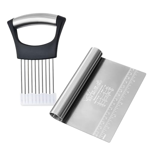 Bench Scraper Dough Chopper Onion Holder for Slicing Slicer Onion Cutter with Protective Cover and Anti