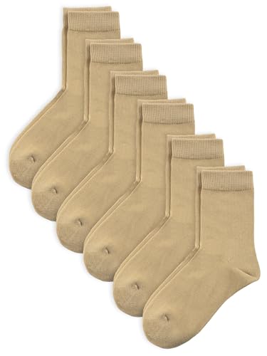 Unisex Kids Boys Girls Soft Cotton School Socks 4 (Small / Khaki)