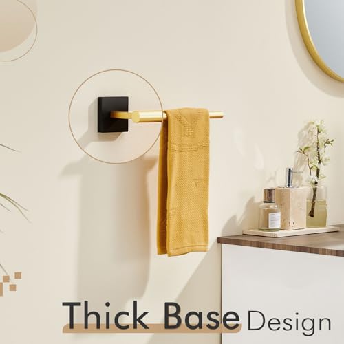Bathroom Towel Bar Hand Towel Holders Wall Mount Toilet Kitchen Cabinet Paper Holder Stainless Steel Bath Hardware Black with Gold (Black Gold / 1 Pack)