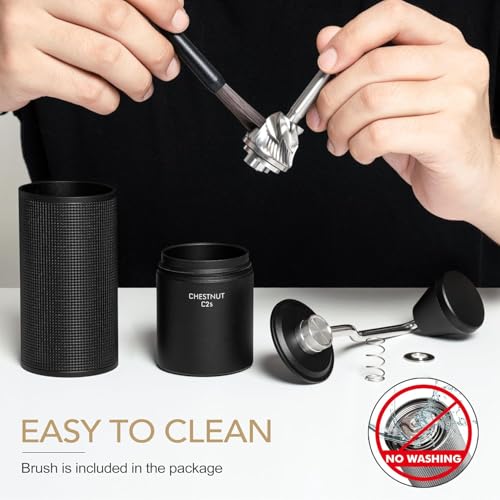Chestnut C2S Manual Coffee Grinder Capacity 25g with CNC Stainless Steel Conical Burr (Black / Chestnut C2S)