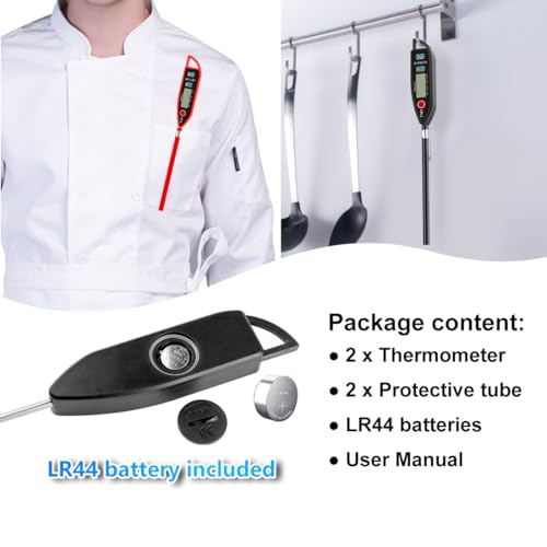 2 Pack Waterproof IPX7 Meat Thermometer (2 Count)