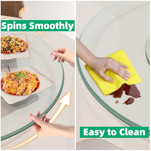 Lazy Susan 30.7 inch Glass Turntable Dining Table Large Round Serving Plate Tabletop Rotating Tray with Swivel Assist System Silent & Smooth Spin (30.7in (78cm))