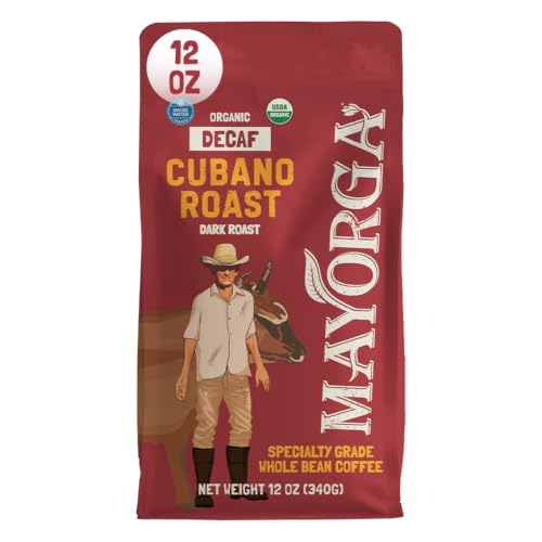 Decaf Dark Roast 12oz Bag Cafe Swiss Water Decaffeinated Cubano Roast 100% Arabica Whole Coffee Beans (12 Ounce (Pack of 1))