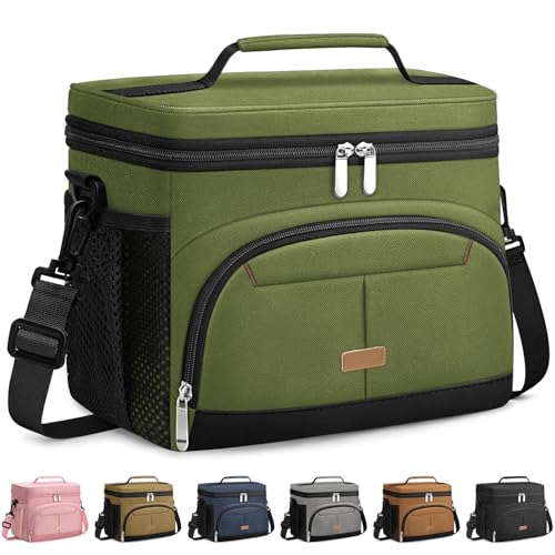 Lunch Box for Men Women Insulated Lunch Tote Cooler Bag Lunchbox (Green / Large)