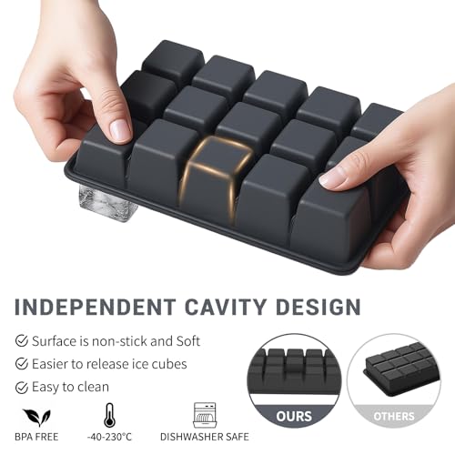 Silicone Ice Cube Tray 3 Pack (Black+Grey+Mint / Ice Cube Tray 3 Pack)