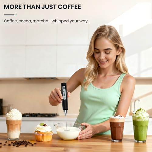 Milk Frother Handheld Rechargeable with Stand