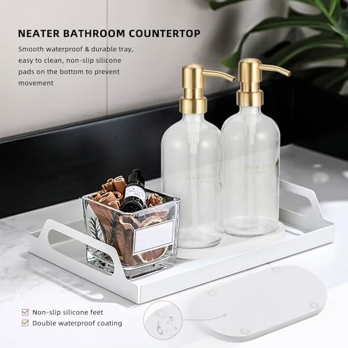 Glass Soap Dispenser (Clear Bottle/Gold Pump + Tray + Funnel)