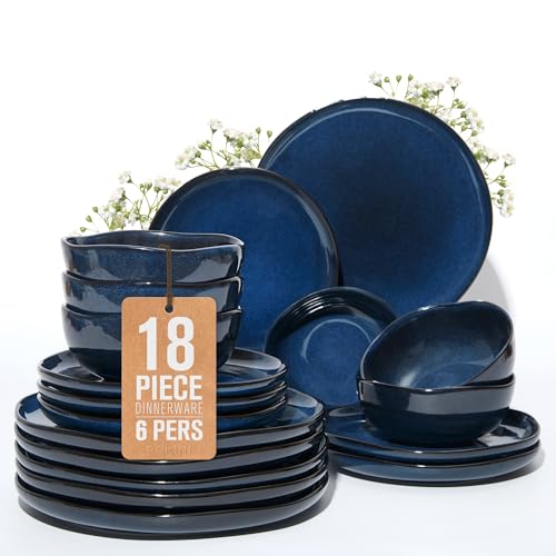 Stoneware Dinnerware Sets for 6 (Starry Blue / Set (18pcs))